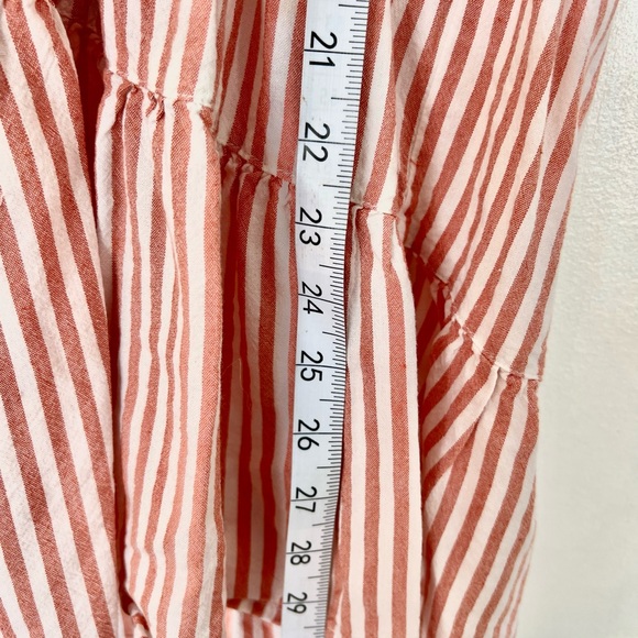 Peach and White Collared, Short Sleeved Tiered Mini Dress- Womans Medium - Picture 5 of 6